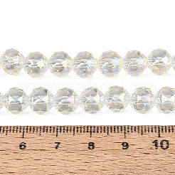 Hebras de cuentas redondas de vidrio transparente electrochapado&nbsp;EGLA-T029-8mm-12T-17