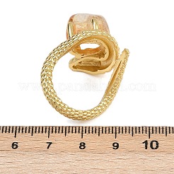 Bagues ouvertes en quartz jaune naturel serpent&nbsp;RJEW-K286-10G-01