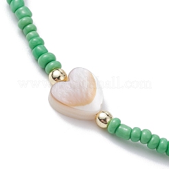 Set di 5 braccialetti con perline intrecciate a forma di cuore e semi di conchiglia naturale in 5 colori&nbsp;BJEW-JB10039-03