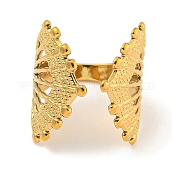 Anillo abierto en forma de abanico de acero inoxidable 304 con revestimiento iónico (IP) para mujer&nbsp;RJEW-A043-18G