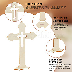 30 ensemble de 3 ornements de croix en bois à faire soi-même&nbsp;DJEW-OC0001-43