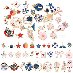 10 pièces 10 styles pendentifs en émail en alliage plaqué or clair&nbsp;ENAM-YW0006-29