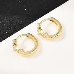 Pendientes de aro con micropavé de circonitas cúbicas transparentes y corona de latón&nbsp;EJEW-D348-20G