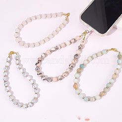 Piedras preciosas redondas y cadenas de correa de pulsera de teléfono con cuentas de plástico ccb redondas planas&nbsp;AJEW-AB00100