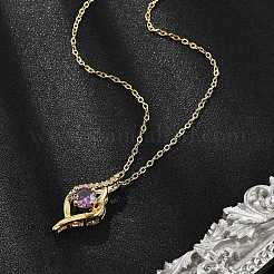 Collane con ciondolo in ottone micro pavé di zirconi cubici per donna&nbsp;NJEW-S448-03G