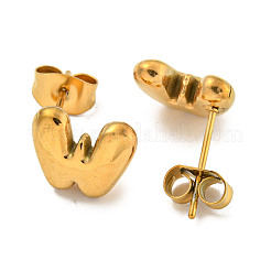 Pendientes de botón de acero inoxidable 304 con letras grandes para mujer&nbsp;EJEW-G386-01W-G