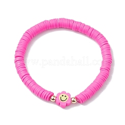 Handgemachte Polymer Clay Perlen lächelndes Gesicht Blume Stretch Armbänder&nbsp;BJEW-JB10209