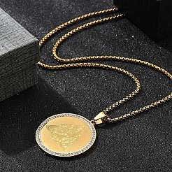 Collares colgantes de rhinestone de acero inoxidable 201 para mujer&nbsp;LS-NJEW-U021-06P
