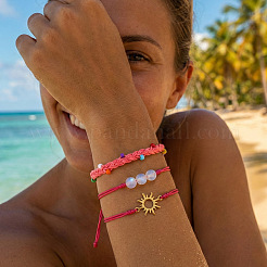 3 Stück verstellbares Armbandset aus Glasperlen und Nylonkordel&nbsp;NA1872-2