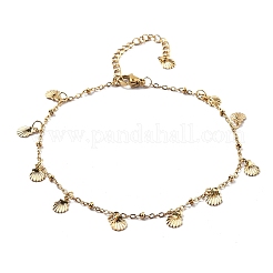 Sommerstrand 304 Edelstahl Muschelförmige Charm Fußkettchen für Frauen&nbsp;AJEW-AN00658