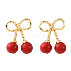 Kirsche Messing ABS Kunststoff Perlen Ohrstecker&nbsp;EJEW-U062-03G-02