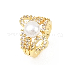 Bagues en laiton avec micro pavé de zircone cubique pour femmes&nbsp;RJEW-D340-02G-10