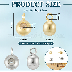 8 pz 2 colori 925 ganci per tubi in argento sterling&nbsp;STER-BC0003-74