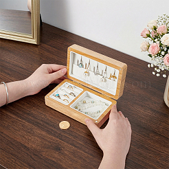 Cajas magnéticas organizadoras de joyas de madera rectangulares&nbsp;CON-WH0112-073A