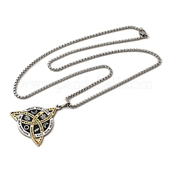Collar con colgante de nudo vikingo triquetra/trinidad de acero inoxidable 201 con esmalte negro&nbsp;NJEW-Z112-01GP