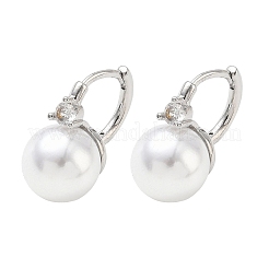 Boucles d'oreilles créoles en laiton micro pavé de zircons cubiques pour femmes&nbsp;EJEW-A168-22P
