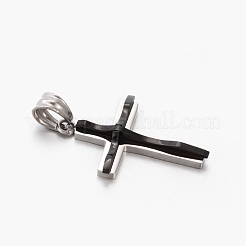 Colgante de cruz de acero inoxidable 201 bicolor para hombre y mujer&nbsp;STAS-F010-70