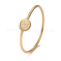Armreifen aus Messing mit Micropave-Kubikzirkonia-Beschichtung&nbsp;BJEW-E071-19G-02