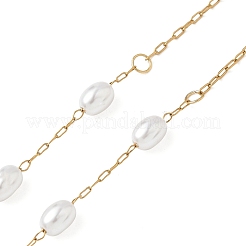 Brillenketten aus 304 Edelstahl und ABS mit ovalen Gliedern und Kunstperlen&nbsp;AJEW-EH00401