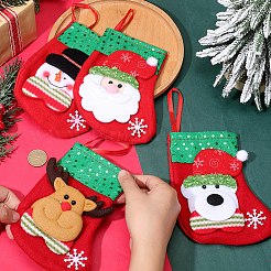 12 pièce 4 styles de décoration de sac cadeau de bas de Noël en tissu&nbsp;FIND-SP0020-60B