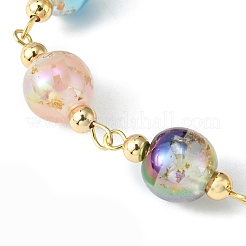 Résine avec bracelet en chaîne de perles rondes en feuille d'or&nbsp;BJEW-JB09474-02