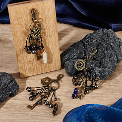 3 pièce 3 styles de décorations de pendentif en alliage et en verre&nbsp;KEYC-OC00003