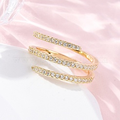 Offene Manschettenringe aus Messing mit Mikropavé und klaren kubischen Zirkonia für Damen&nbsp;RJEW-S624-04G