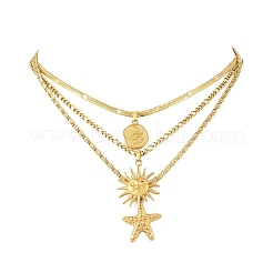 Colgante de disco de estrella de mar solar de acero inoxidable 304 con diseño de océano&nbsp;SA-CBA9AC8-01G