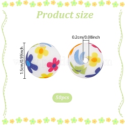 50 perlina rotonda con fiore in silicone ecologico per uso alimentare&nbsp;SIL-AN0001-03