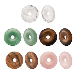 5 stücke 5 stil natürliche rose quarz & tiger eye & howlite & bild jasper & aventurin anhänger&nbsp;G-FW0001-08