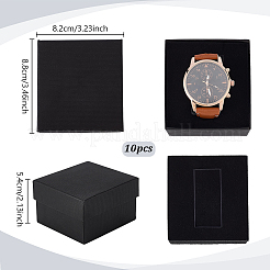 Boîtes d'emballage de montres en carton texturé à rayures&nbsp;CON-WH0100-71B
