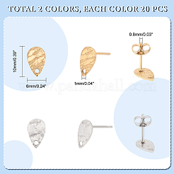 40 pz 2 colori 304 acciaio inossidabile orecchini a perno&nbsp;STAS-UN0042-54