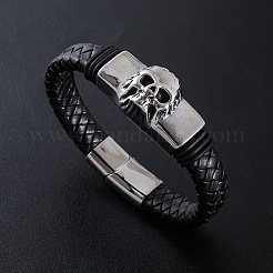 Punk-Armbänder aus geflochtenem PU-Leder&nbsp;EQ6903