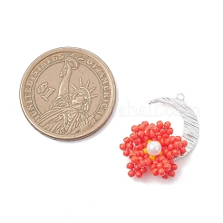 Pendentifs lune et fleur en perles de verre&nbsp;PALLOY-MZ01185-04