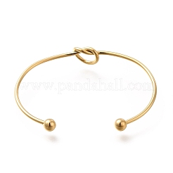 Ionenplattierung (IP) 304 Edelstahl Knoten Manschette Armreifen für Frauen&nbsp;BJEW-M233-04G