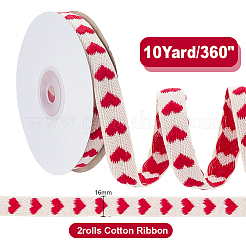 2 Rolle Valentinstagsband aus Polycotton (Polyester-Baumwolle)&nbsp;OCOR-HY0001-52