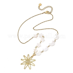 Collana da donna con ciondolo a forma di sole in lega e catena a maglie in acciaio inossidabile 304.&nbsp;NJEW-JN06696