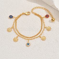Bracelets multibrins en laiton avec gourmette et chaîne forçat&nbsp;DT4732