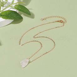 Collana pendente irregolare in quarzo rosa naturale grezzo con catena in ottone&nbsp;NJEW-JN03832-01