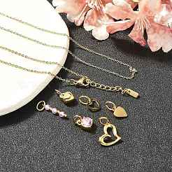 Conjuntos de collares y pulseras con colgante de corazón de vidrio y circonita cúbica&nbsp;SJEW-Q002-08G