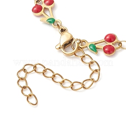 Armband aus rotem Kirsch-Gliederkettchen aus emailliertem Edelstahl 304&nbsp;AJEW-JB01481