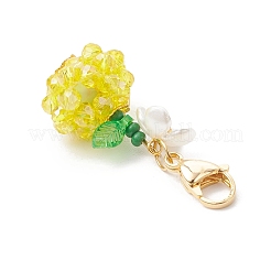 Decorazioni pendenti con perline di semi di vetro e diaspro imperiale sintetico tinto di frutta e fiori&nbsp;HJEW-MZ00307-05