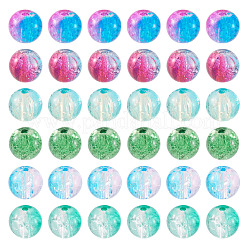 120 Stück 6 Farben transparente Sprühlack-Crackle-Glasperlen&nbsp;GLAA-TADJ0001-21A-B
