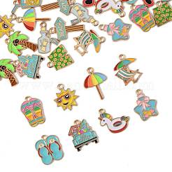 28 colgante de aleación de esmalte con temática de vacaciones en la playa&nbsp;ENAM-FS0003-35