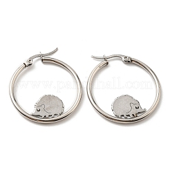 Pendientes de aro con cuentas de erizo de acero inoxidable 304 que no se deslustran&nbsp;EJEW-F320-02P