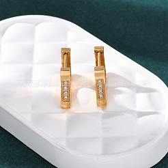 Boucles d'oreilles créoles trapézoïdales en acier inoxydable 304 avec zircone cubique&nbsp;EJEW-D331-06G