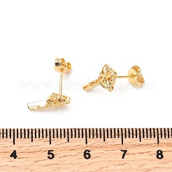 Pendientes de tuerca con circonita cúbica transparente y micropavé de latón cruzado&nbsp;EJEW-A135-17G