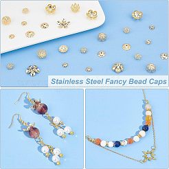 80 pièce de 8 capuchons de perles fantaisie en acier inoxydable 304&nbsp;STAS-UN0038-81