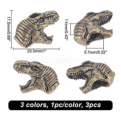 3 Stück Messingperlen in Dinosaurierkopfform&nbsp;KK-NB0002-95