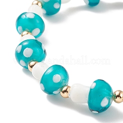 Bracciale elasticizzato da donna con perline a fungo in lampwork&nbsp;BJEW-JB08228